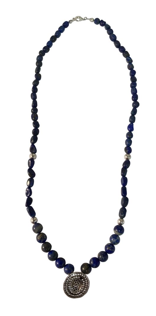 Collar de plata 925 con piedras Lapislázuli-1