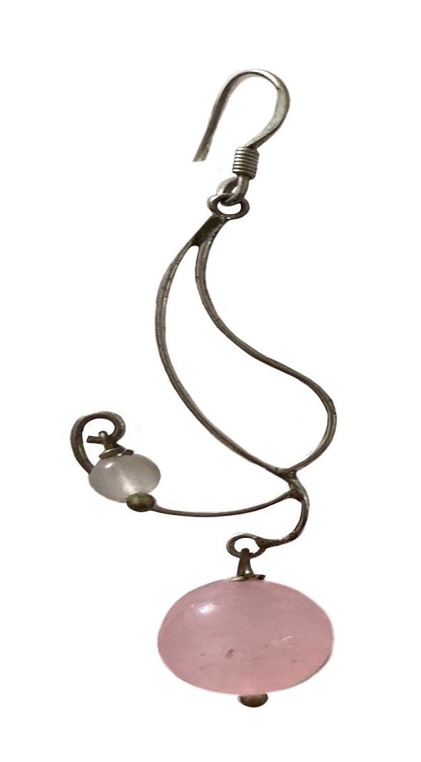 Aros plata 925 y Cuarzo rosa-1