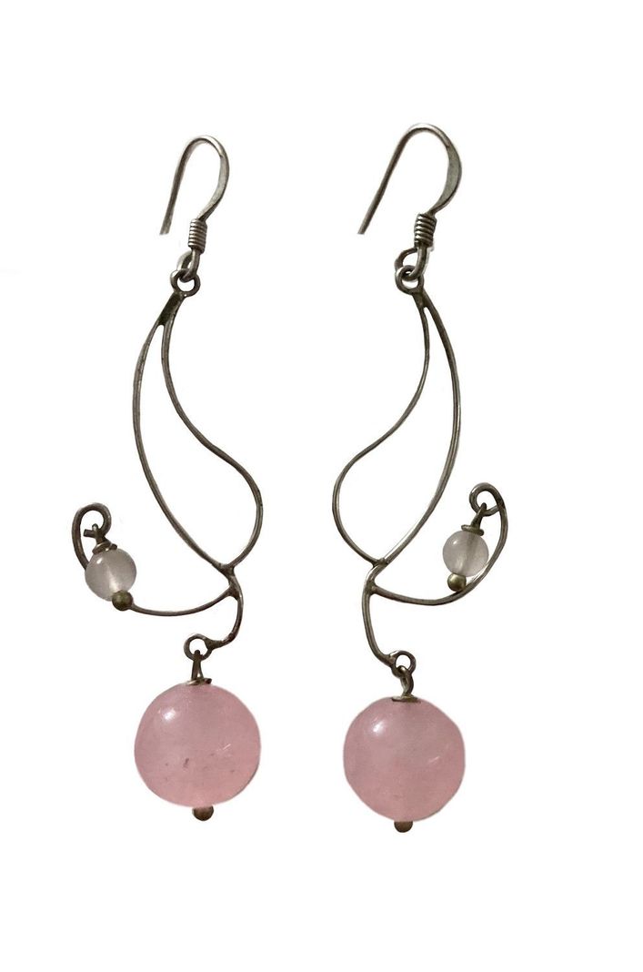 Aros plata 925 y Cuarzo rosa-0