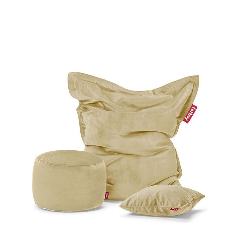 Pouf Point Velvet Camel-1