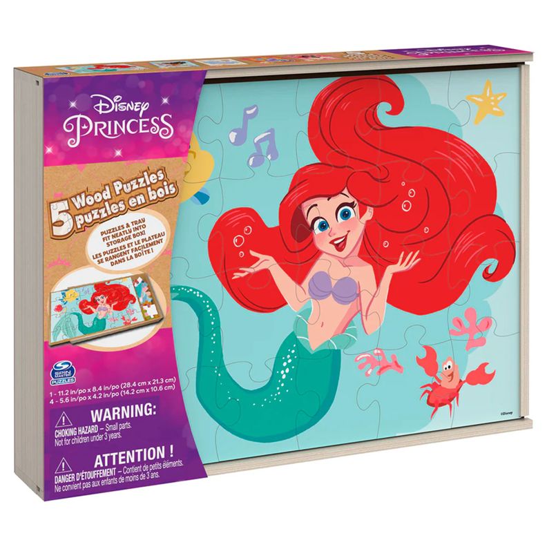 Set 5 Puzzles De Madera Princesas Disney Rosado