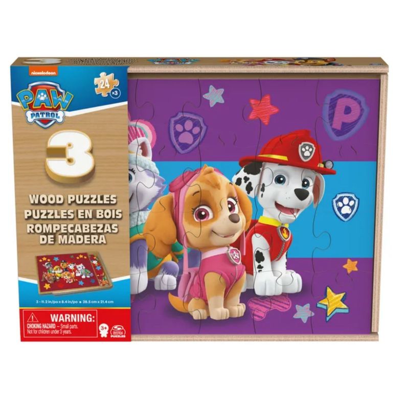 3 Puzzles De Madera 24 piezas Paw Patrol Azul