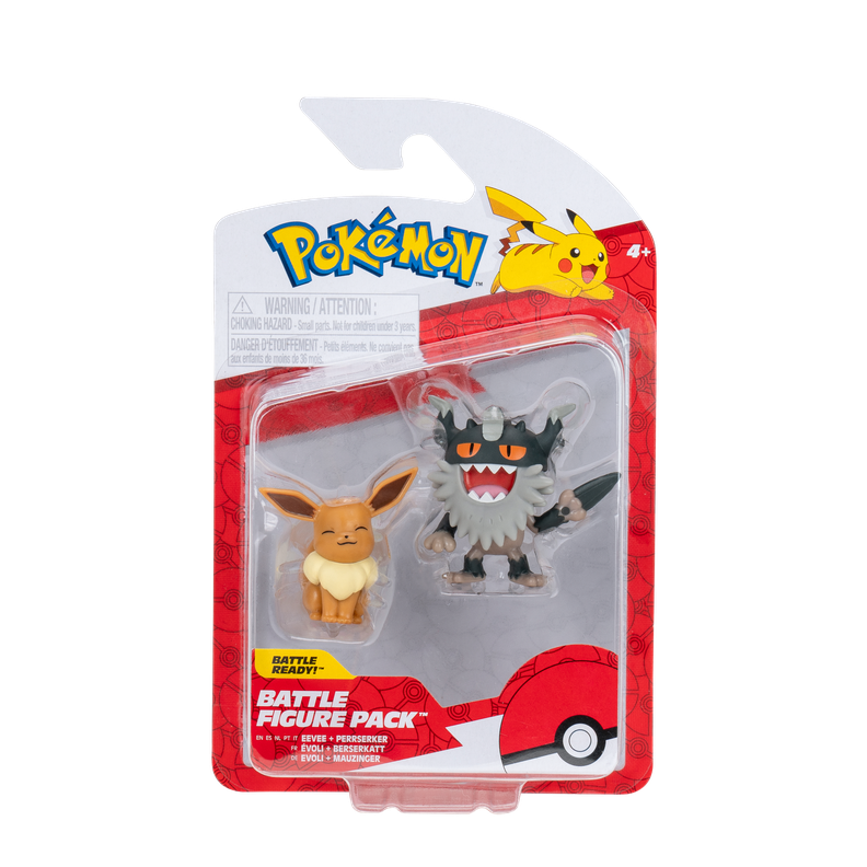Pack Figuras De Batalla Eevee Y Perrserker Pokemon Amarillo