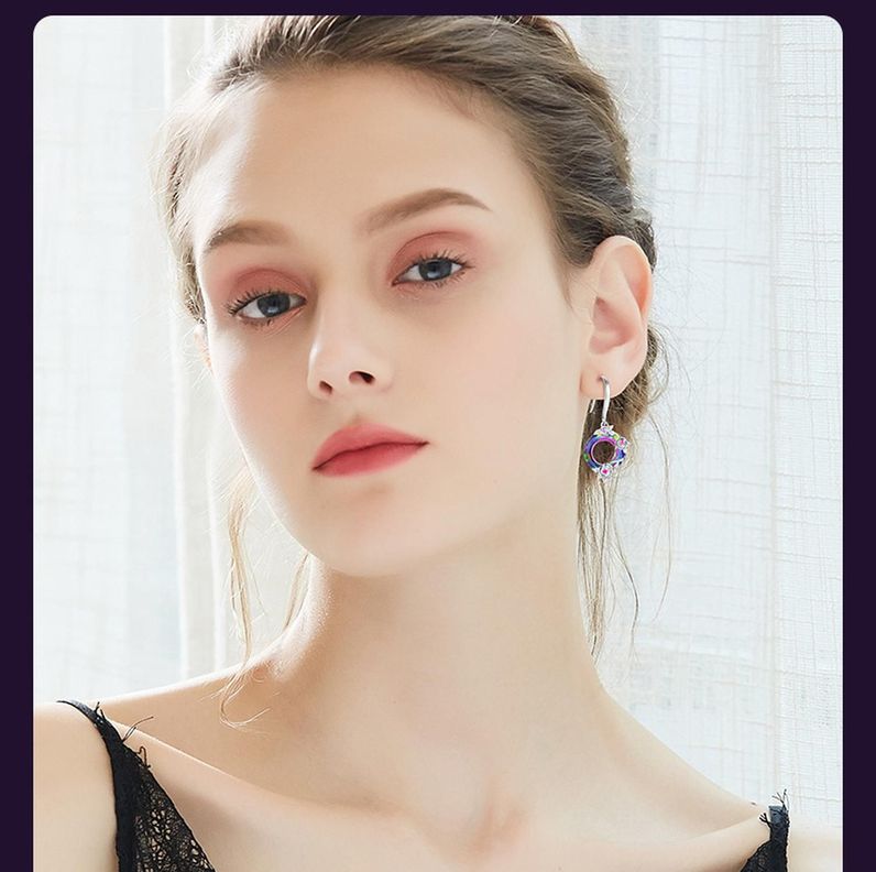 Aros Plata Fina 925 Cristal Austríaco Bouquet Rosas Joyas-1