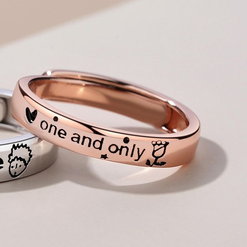 Anillos Plata 925 Pareja Compromiso Principito Rosa Ajustable-4