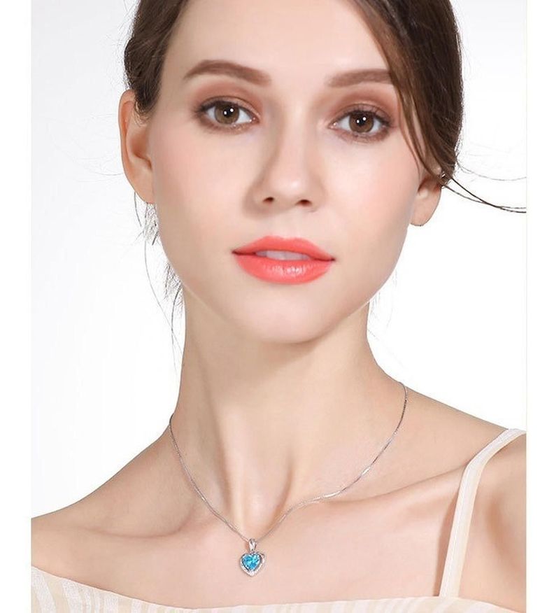 Collar Plata 925 Corazon Circones Brillantes Mujer Regalo-6