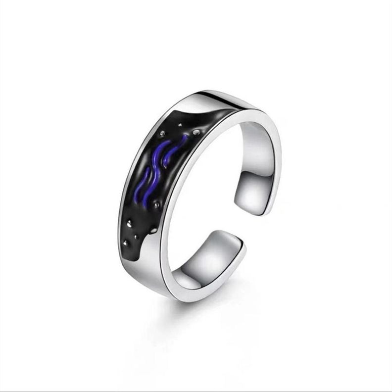 Anillos Plata Pareja Compromiso Oceano Ballena Ajustable-5