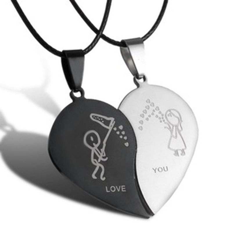 Collar Parejas Mitad Corazon Atrapa Besitos Corazones Amor-2