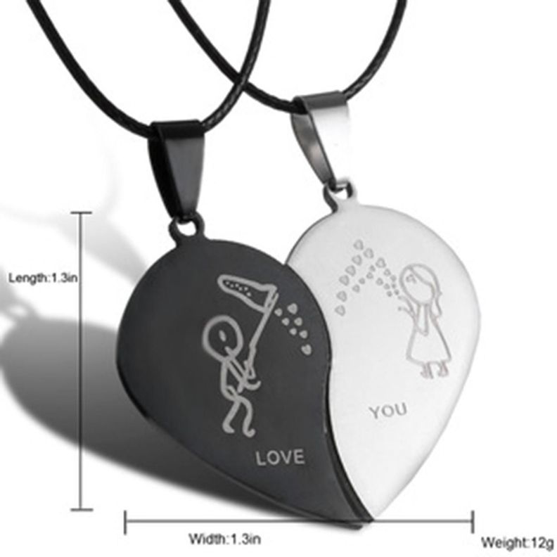 Collar Parejas Mitad Corazon Atrapa Besitos Corazones Amor-3