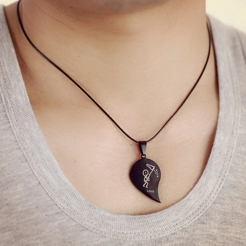 Collar Parejas Mitad Corazon Atrapa Besitos Corazones Amor-5