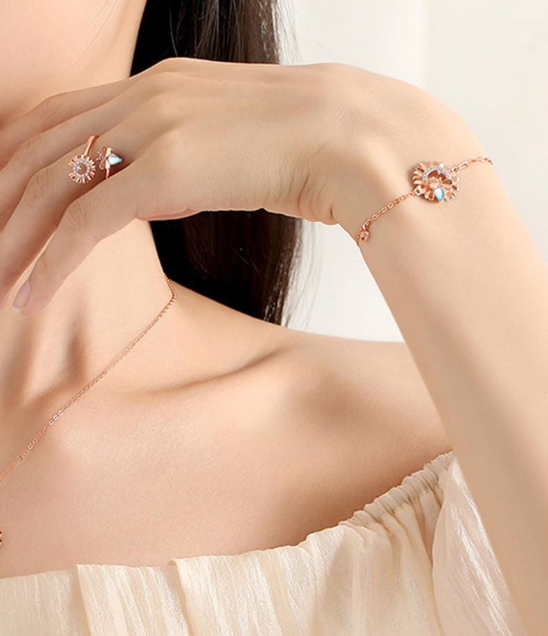 Anillo Plata 925 Margarita Abeja Piedra Lunar Joyas Mujer-1