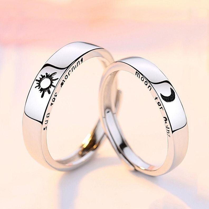 Anillo Alianzas Plata 925 Sol Luna Parejas Compromiso Amor-4
