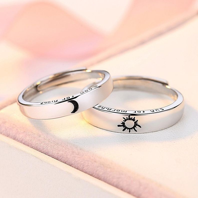 Anillo Alianzas Plata 925 Sol Luna Parejas Compromiso Amor-6