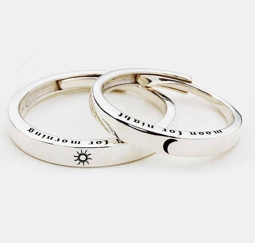 Anillo Alianzas Plata 925 Sol Luna Parejas Compromiso Amor-7