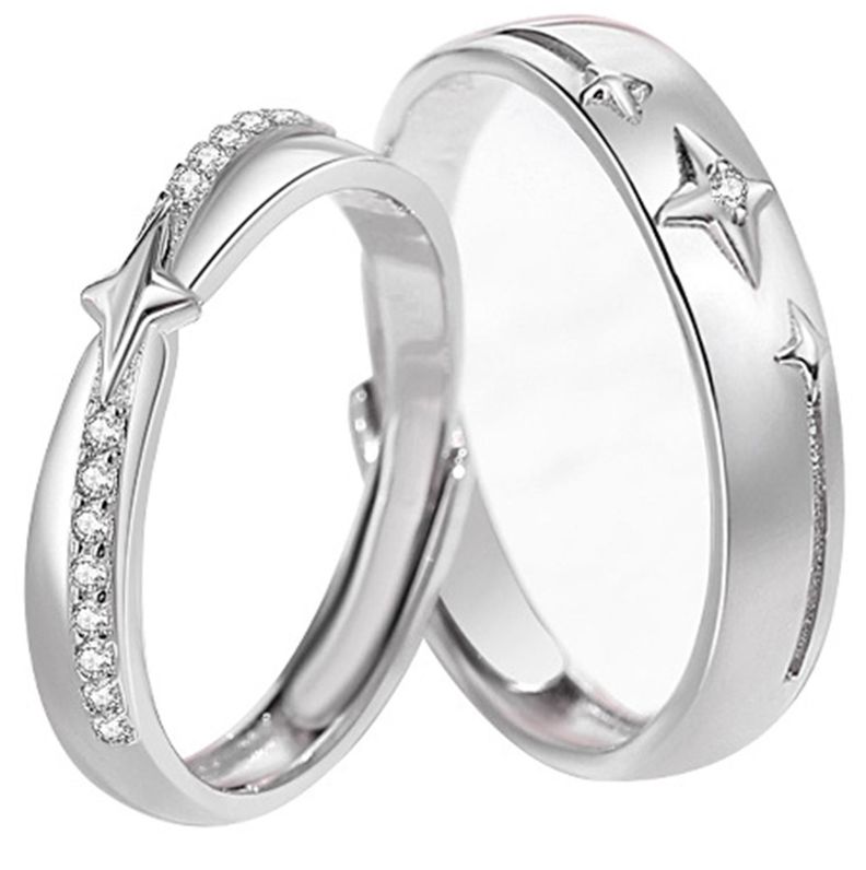 Anillos Plata 925 Estrellas Ilusion Ajustable Parejas Par-0