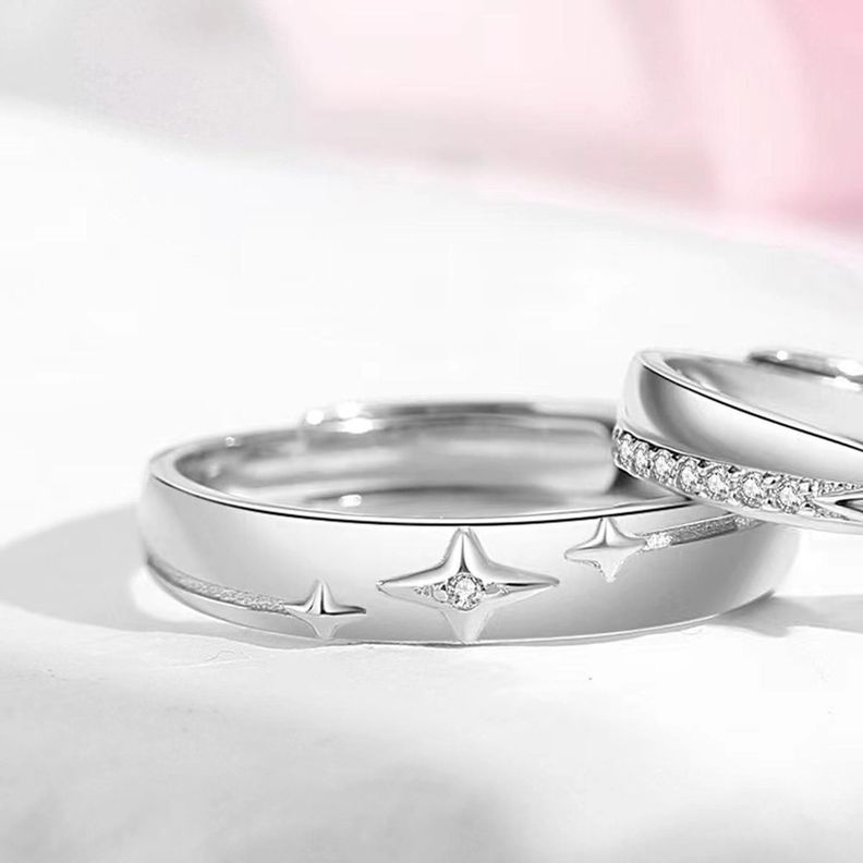 Anillos Plata 925 Estrellas Ilusion Ajustable Parejas Par-1