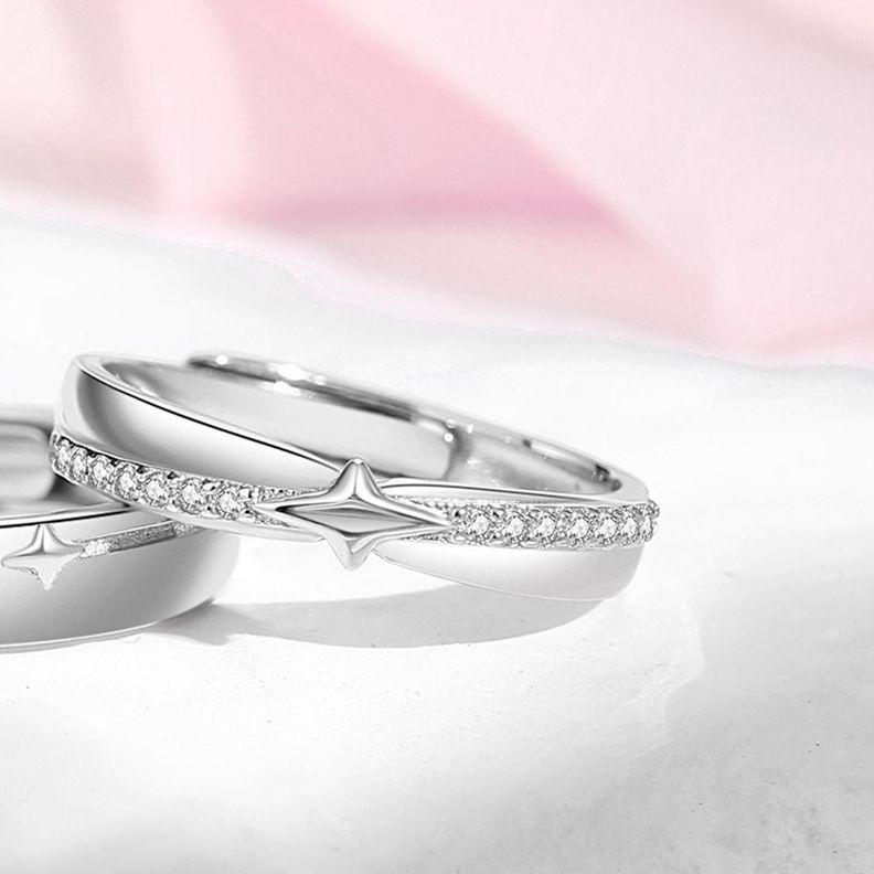 Anillos Plata 925 Estrellas Ilusion Ajustable Parejas Par-2