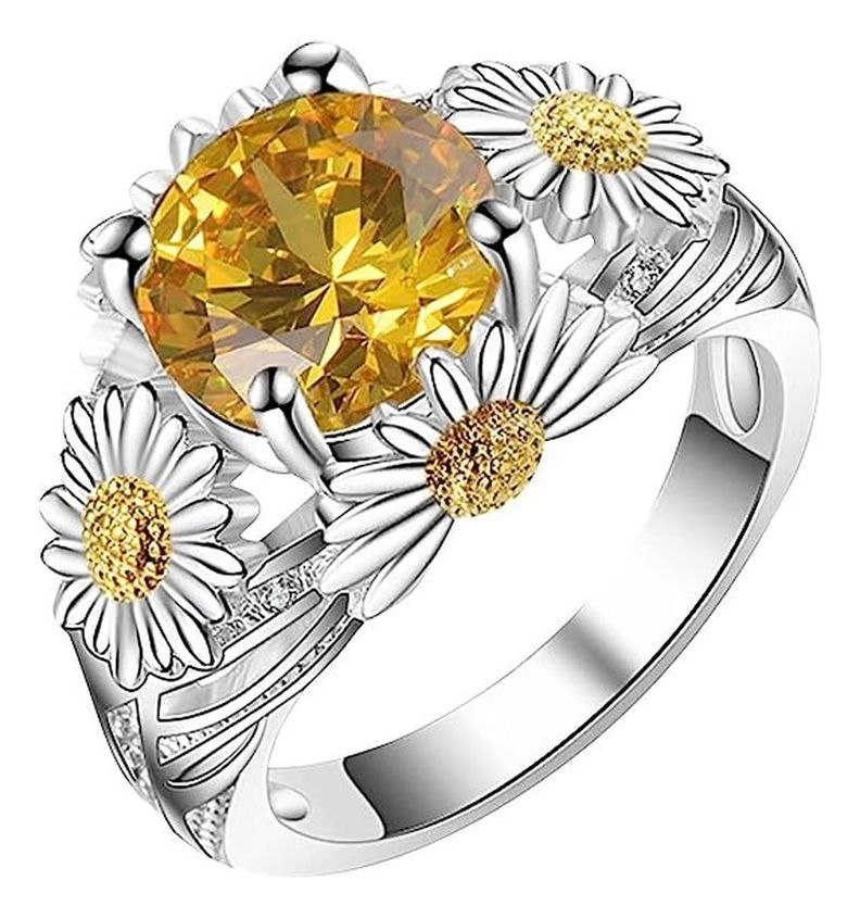 Anillo Plata 925 Margaritas Cristal Austriaco Joya Mujer-0