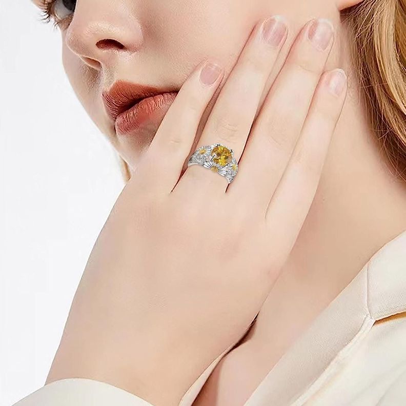 Anillo Plata 925 Margaritas Cristal Austriaco Joya Mujer-1