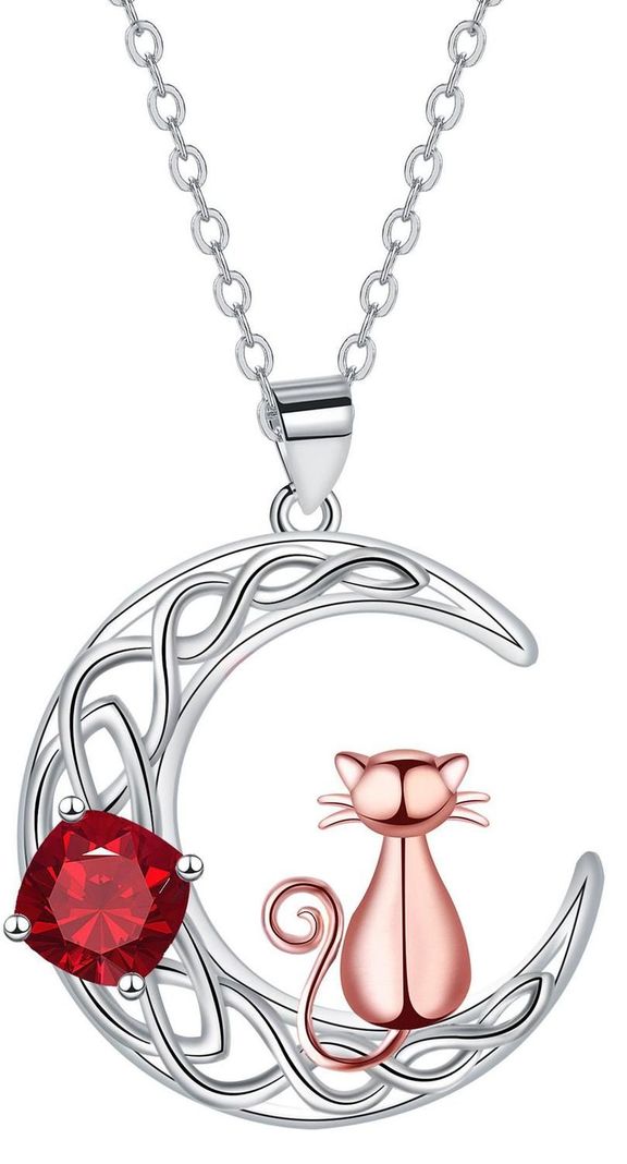 Collar Plata 925 Dije Gatito Oro Rosa Luna Estrella Cristal-0