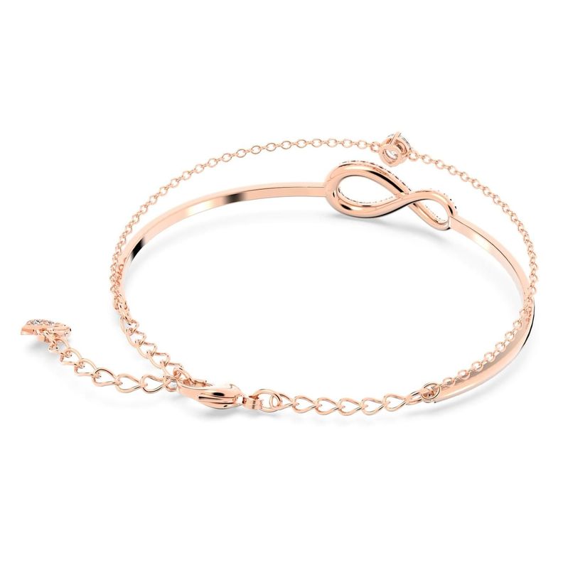 Pulsera Doble Infinito Amor Eterno Bañada Plata Brillantes-1