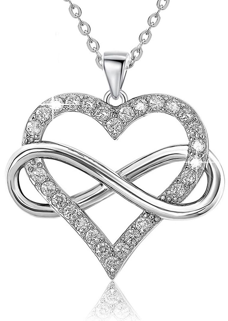 Collar Mujer Cadena Plata 925 Colgante Corazón Amor Infinito Color Plateado-0
