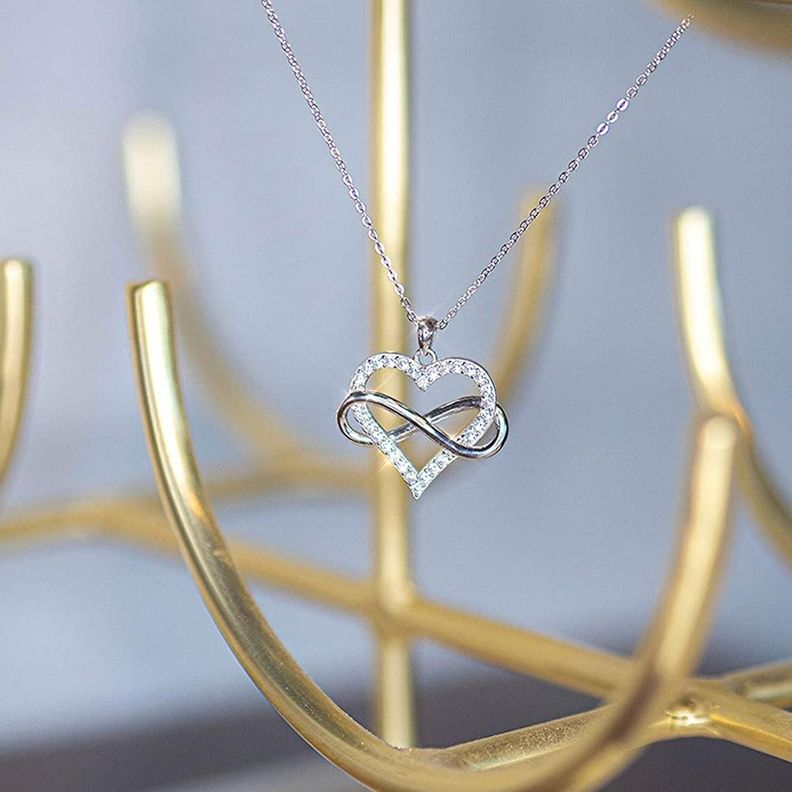 Collar Mujer Cadena Plata 925 Colgante Corazón Amor Infinito Color Plateado-1