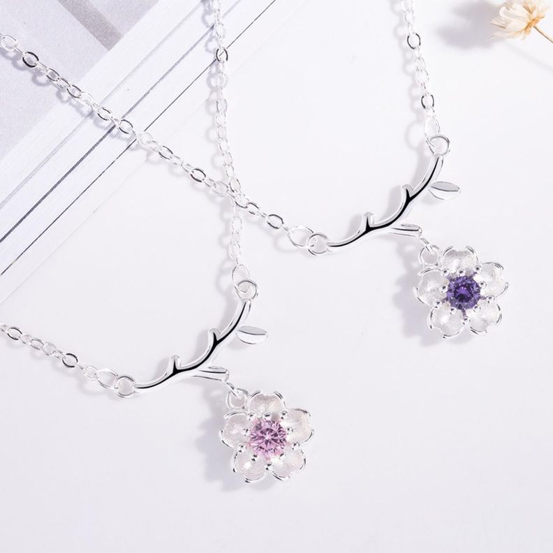 Collar Plata 925 Flores Sakura Cerezo Ciruelo Joyas Mujer-4