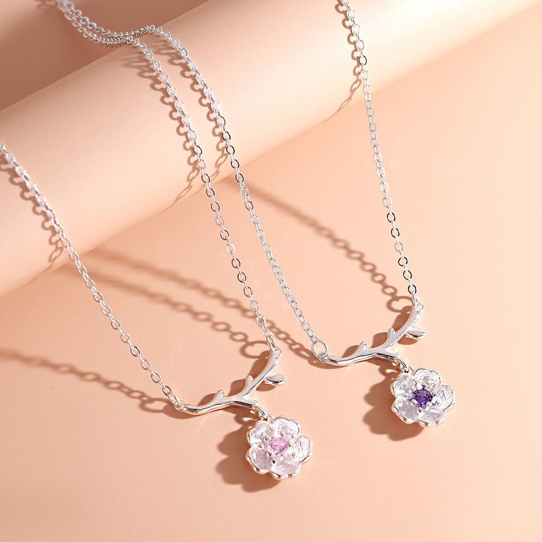 Collar Plata 925 Flores Sakura Cerezo Ciruelo Joyas Mujer-6
