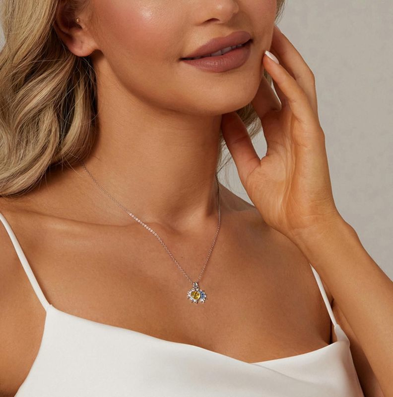 Collar Plata 925 Doble Dije Sol Luna y Estrellas Mujer Joyas-1