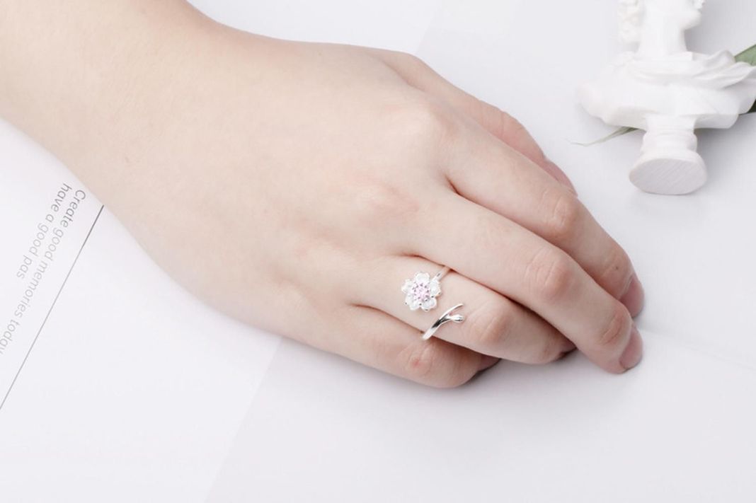 Anillo Plata 925 Flor Cerezo Ciruelo Blossom Mujer Regalo-3