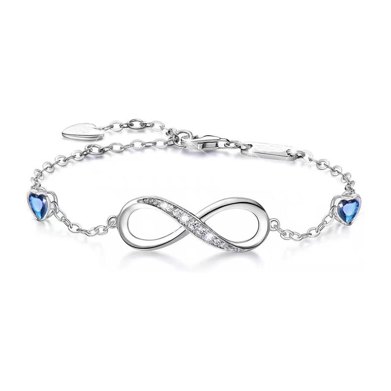 Pulsera Brazalete Plata Esterlina S925 Corazones Infinito-0