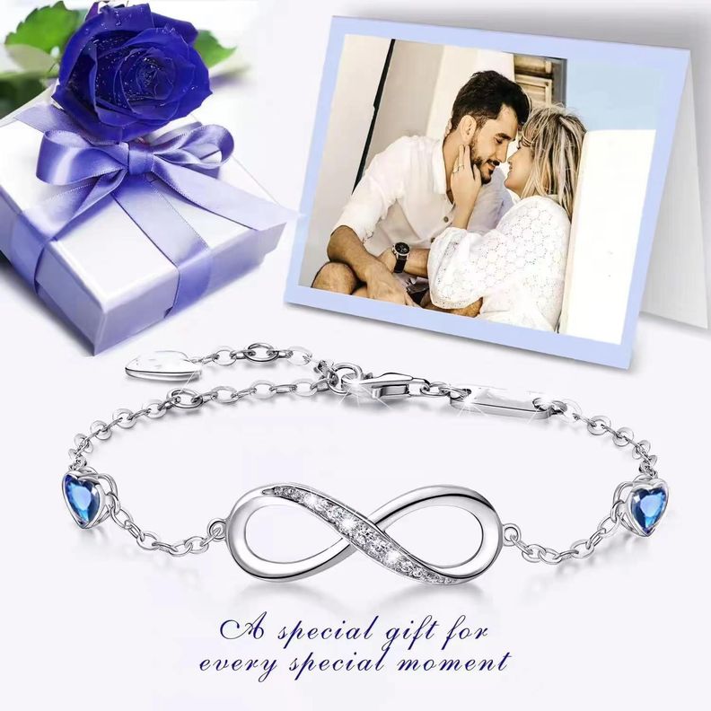 Pulsera Brazalete Plata Esterlina S925 Corazones Infinito-1