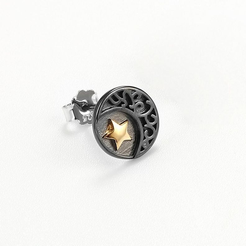 Aros Plata Fina 925 Sol Luna Estrellas Antialergicos Unisex-2