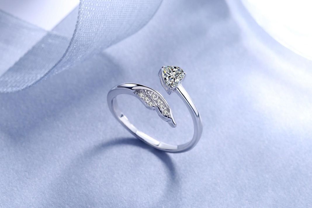 Anillo Plata 925 Ala Ángel Corazón Diseño Ajustable Elegante-4