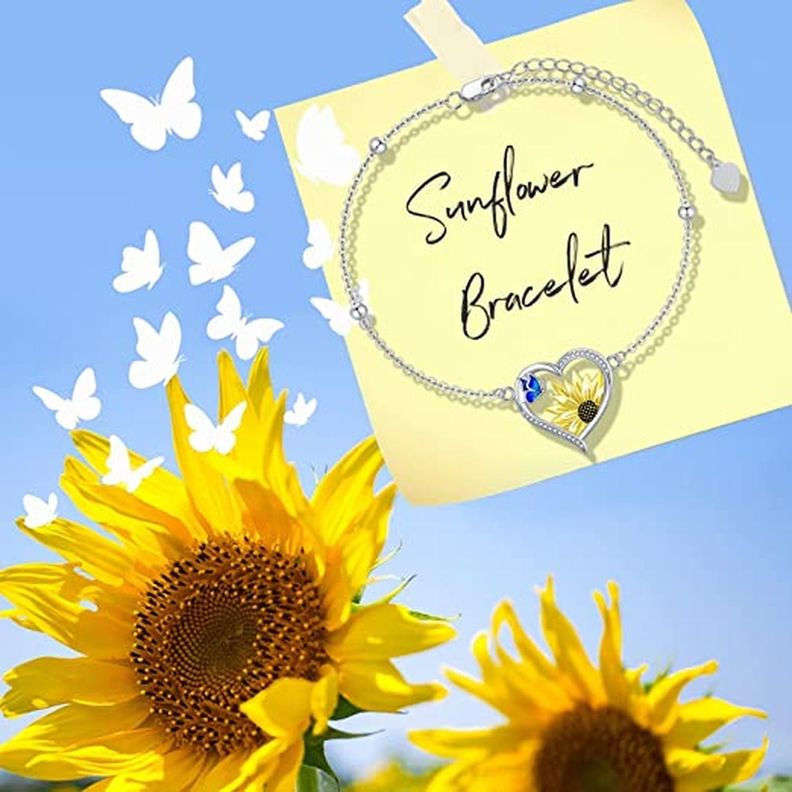 Pulsera Brazalete Plata 925 Girasol Corazon Mariposa Joyas-1