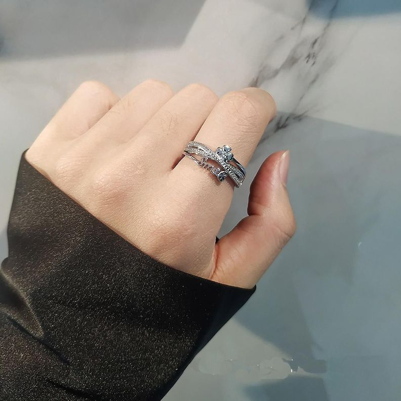 Anillo Enchapado Plata 925 Smile Trebol Ajustable Mujer-3