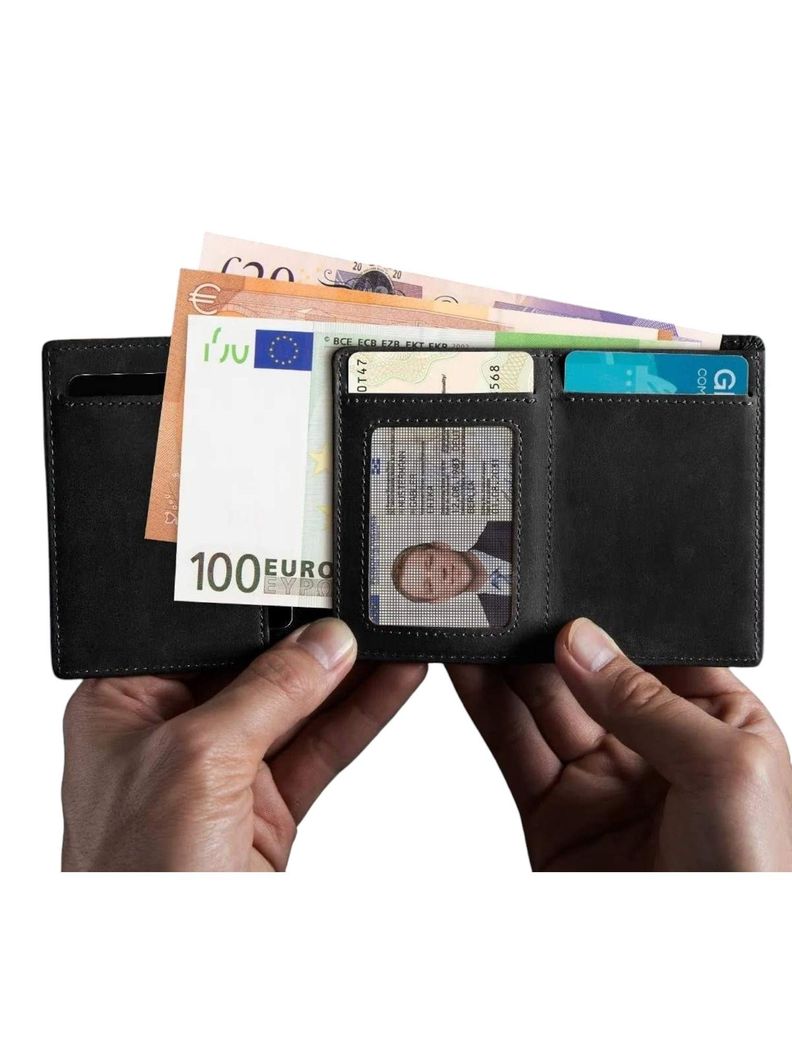 Billetera de cuero Rfid con tarjetero y compatible con airtag-1