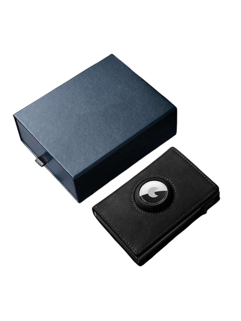Billetera de cuero Rfid con tarjetero y compatible con airtag-3