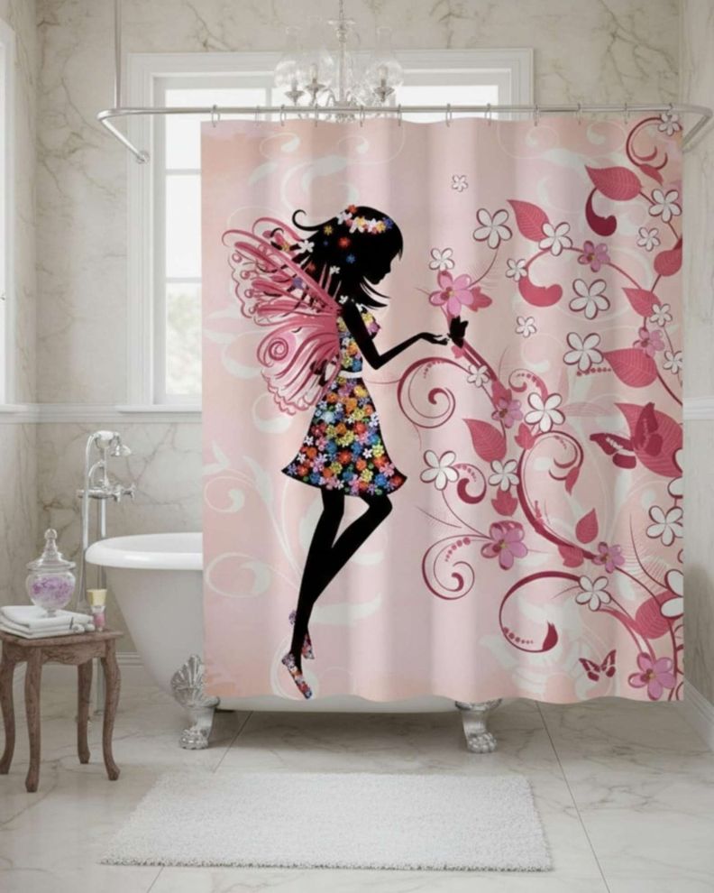 Cortina de Baño Tela Género + Forro Impermeable c04