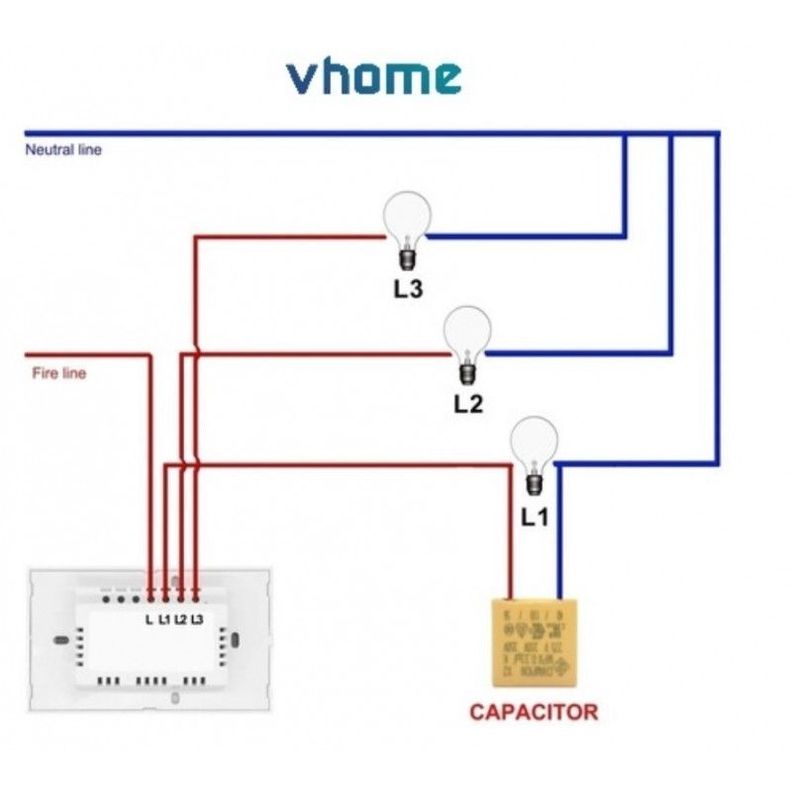 Interruptor Wifi RF Vhome Live SN Sin Neutro Touch 3 Canales Compatible Con Google Home y Alexa-6