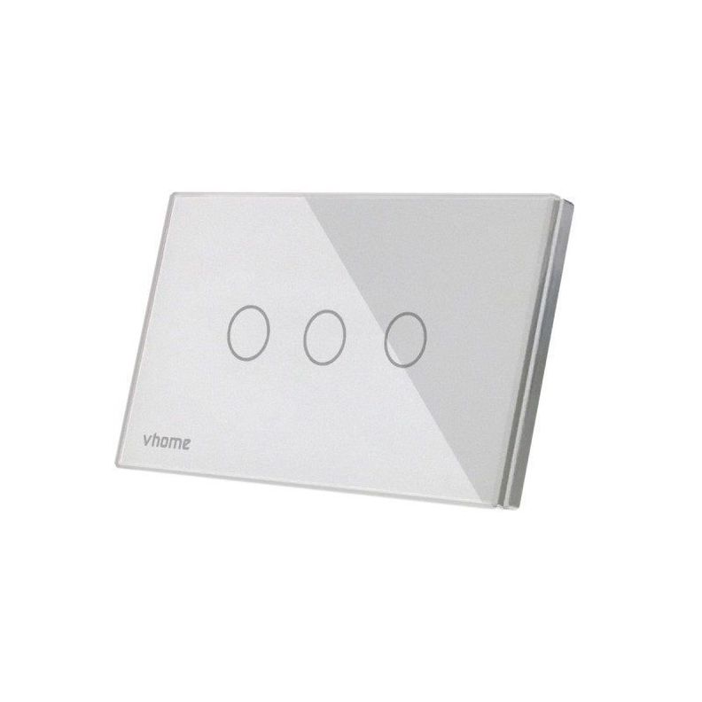 Interruptor Wifi RF Vhome Live SN Sin Neutro Touch 3 Canales Compatible Con Google Home y Alexa-0