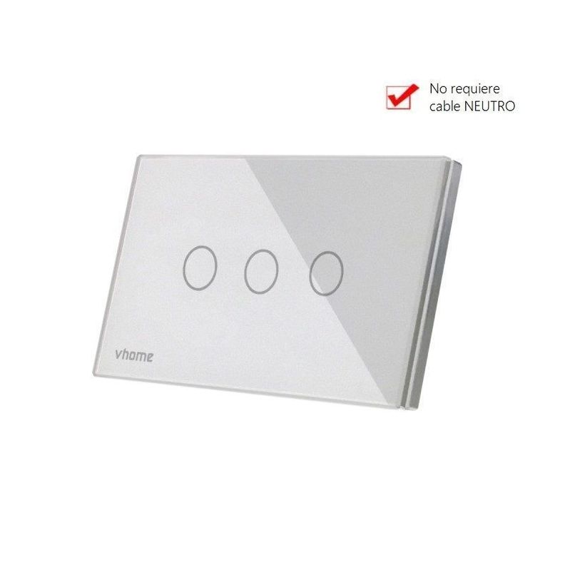 Interruptor Wifi RF Vhome Live SN Sin Neutro Touch 3 Canales Compatible Con Google Home y Alexa-1