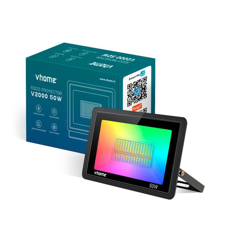 Foco Proyector Wifi RGB Vhome V2000 50W Para Exterior Compatible con Alexa Google-0