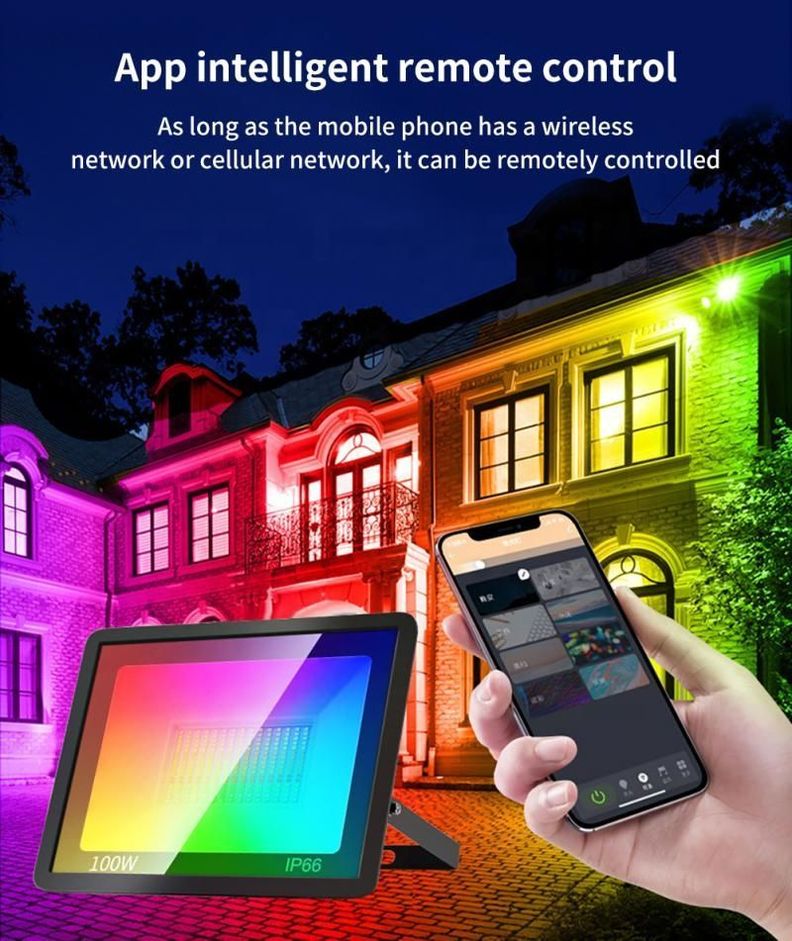 Foco Proyector Wifi RGB Vhome V2000 50W Para Exterior Compatible con Alexa Google-4