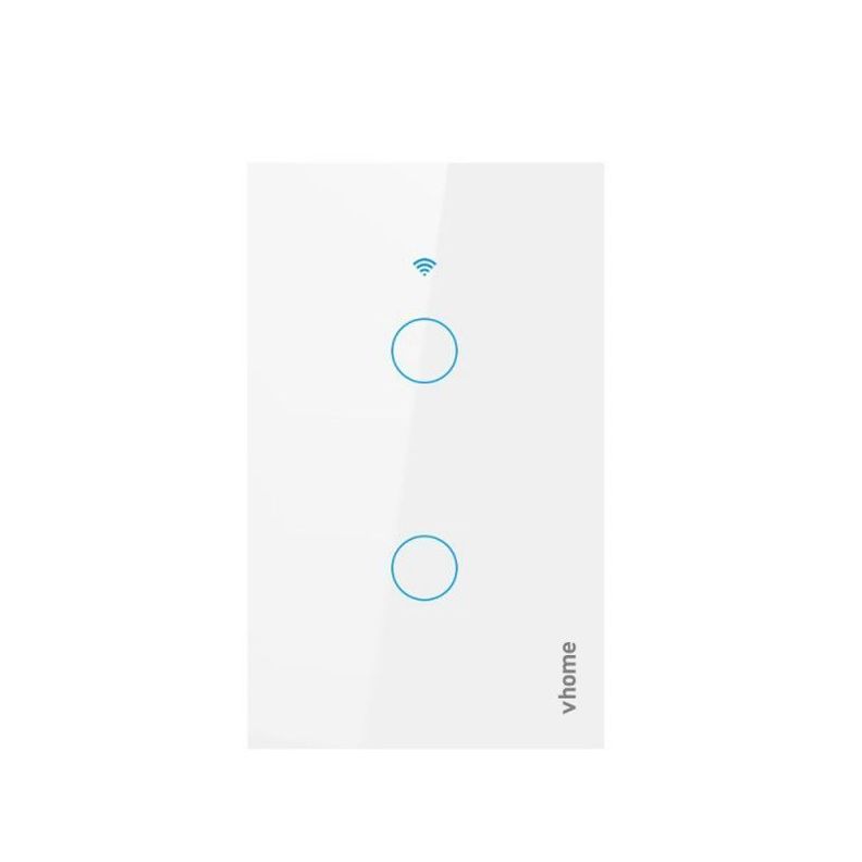 Interruptor Wifi RF Vhome Live SN Sin Neutro Touch 2 Canales Compatible Con Google Home y Alexa-2