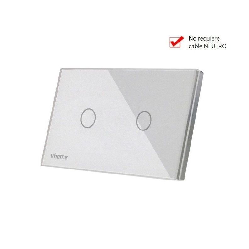 Interruptor Wifi RF Vhome Live SN Sin Neutro Touch 2 Canales Compatible Con Google Home y Alexa-1