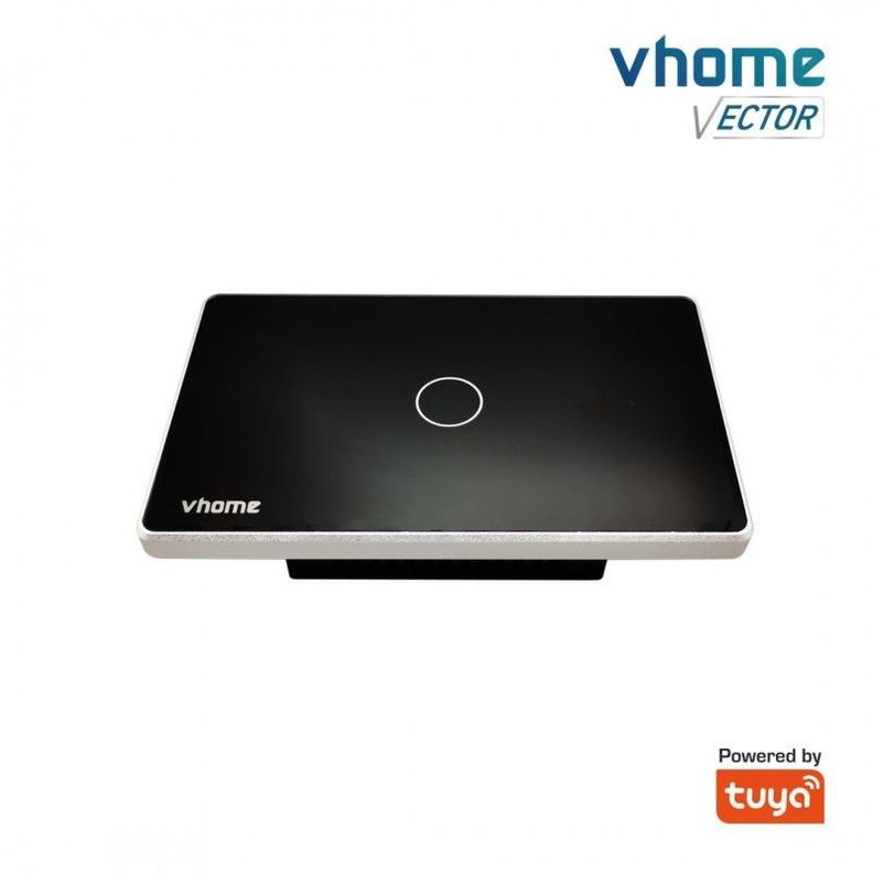 Interruptor Wifi RF Vhome Vector Design LN Black Touch 1 Canal Compatible Con Google Home y Alexa-1