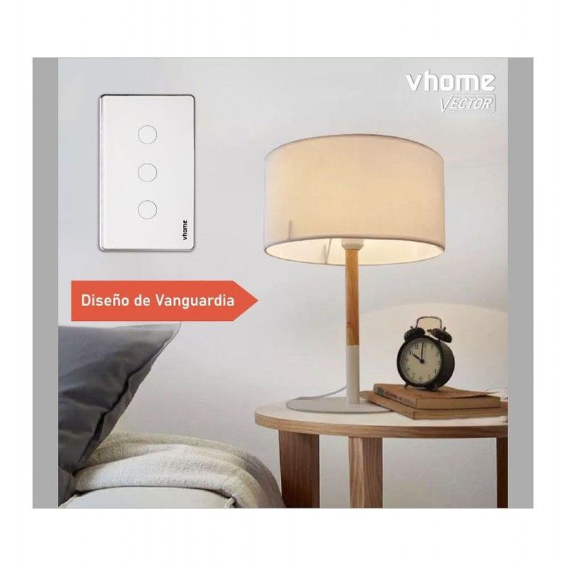 Interruptor Wifi RF Vhome Vector Design LN Black Touch 1 Canal Compatible Con Google Home y Alexa-4