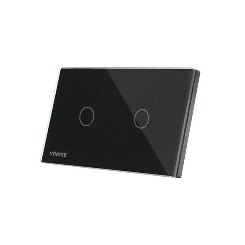Interruptor Wifi RF Vhome Live LN Black Touch 2 Canales Compatible Con Google Home y Alexa-0